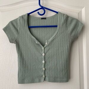 Brandi Melville. Crop top button down. XS/S blueish green color